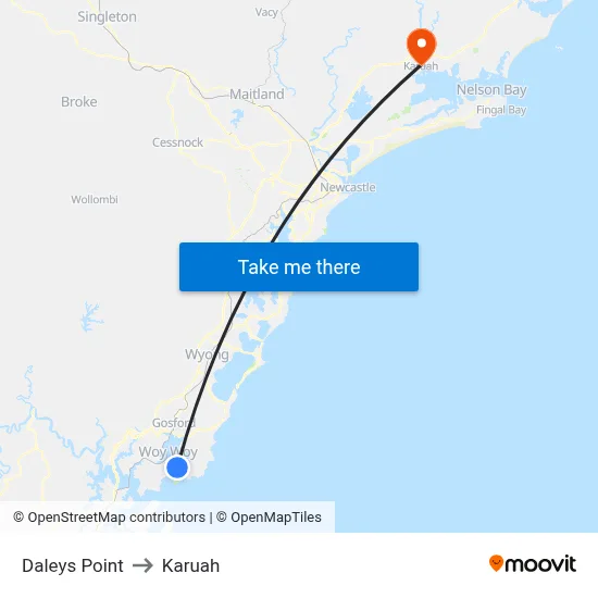 Daleys Point to Karuah map