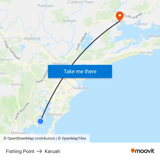 Fishing Point to Karuah map