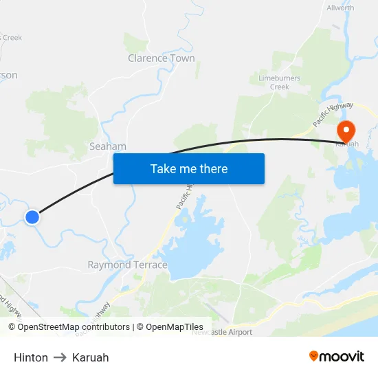 Hinton to Karuah map