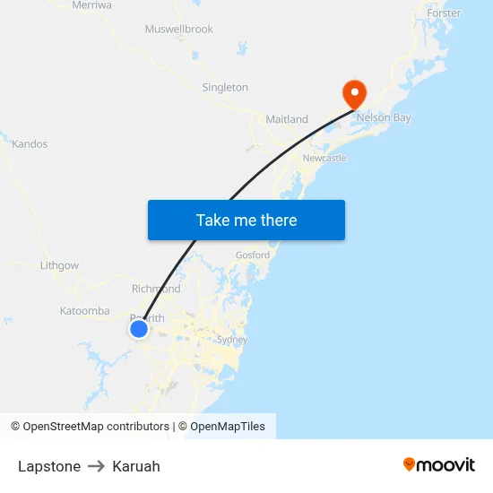 Lapstone to Karuah map