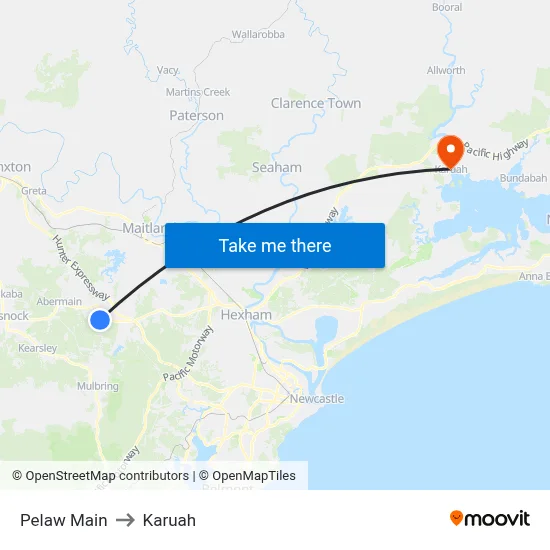 Pelaw Main to Karuah map