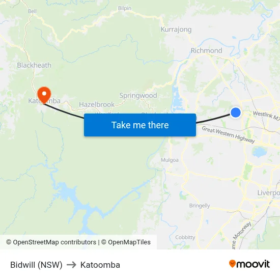 Bidwill (NSW) to Katoomba map