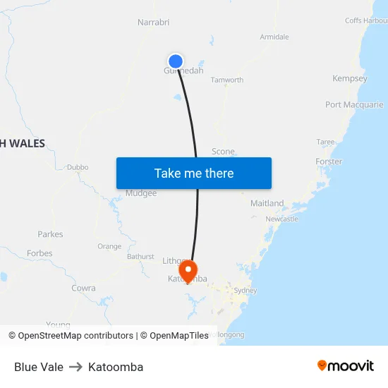Blue Vale to Katoomba map