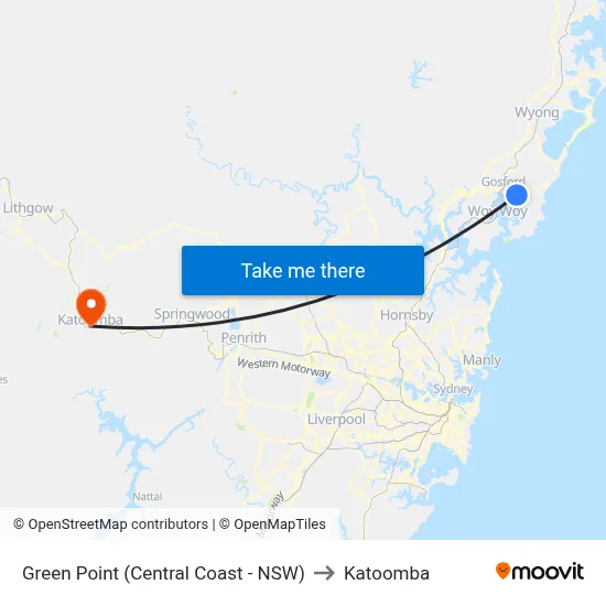 Green Point (Central Coast - NSW) to Katoomba map