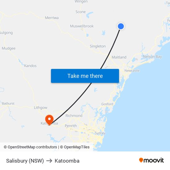 Salisbury (NSW) to Katoomba map