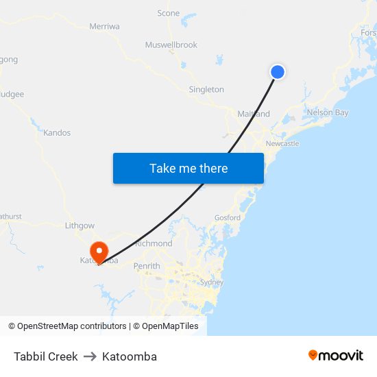 Tabbil Creek to Katoomba map