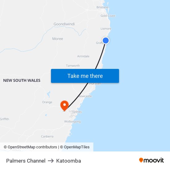 Palmers Channel to Katoomba map