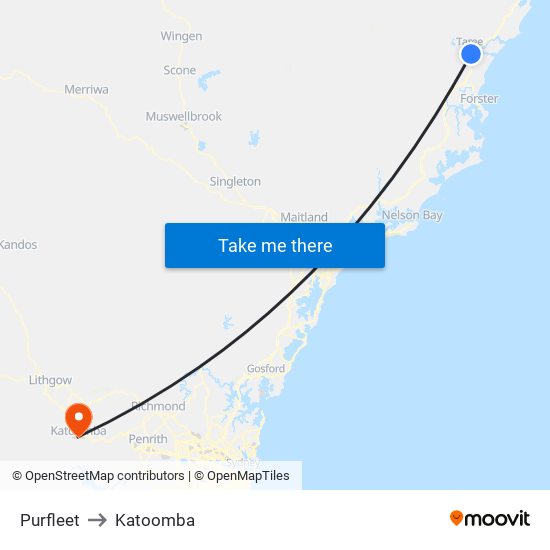 Purfleet to Katoomba map
