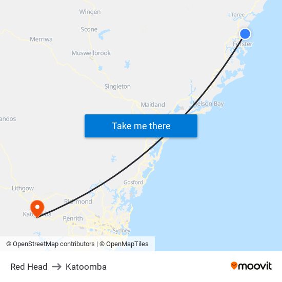 Red Head to Katoomba map