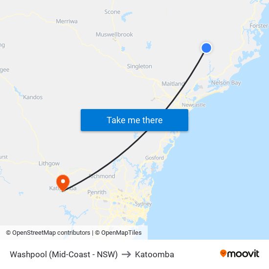 Washpool (Mid-Coast - NSW) to Katoomba map