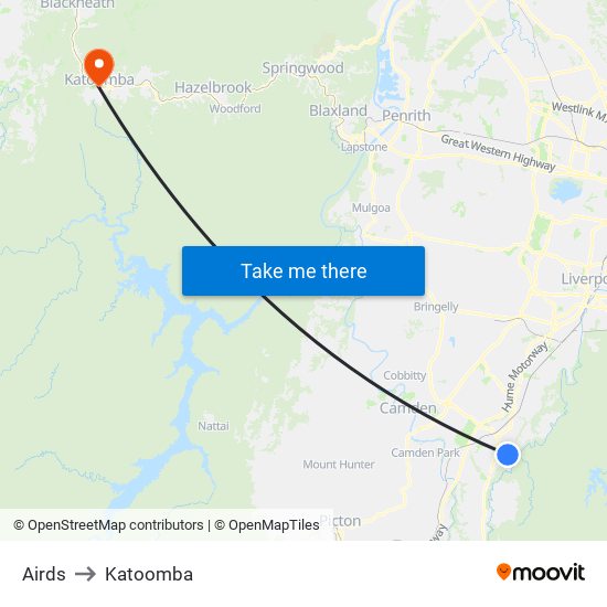 Airds to Katoomba map
