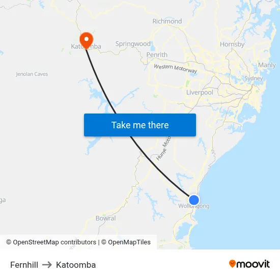 Fernhill to Katoomba map