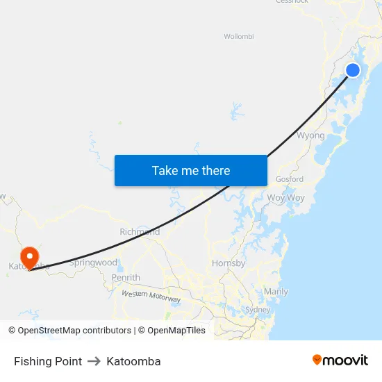 Fishing Point to Katoomba map