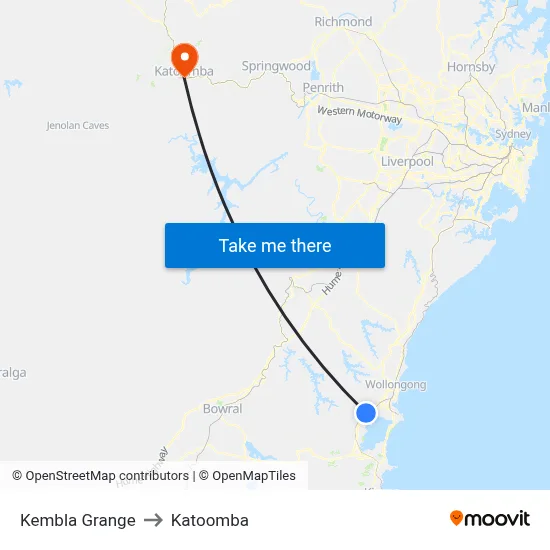 Kembla Grange to Katoomba map