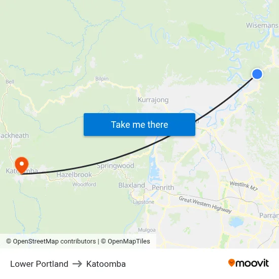 Lower Portland to Katoomba map