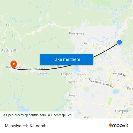 Maraylya to Katoomba map