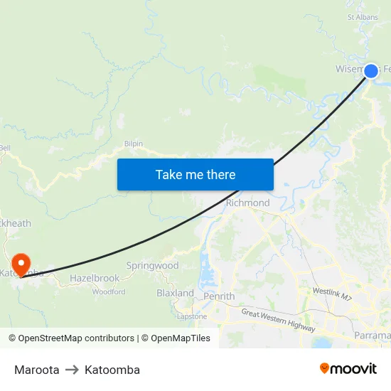 Maroota to Katoomba map