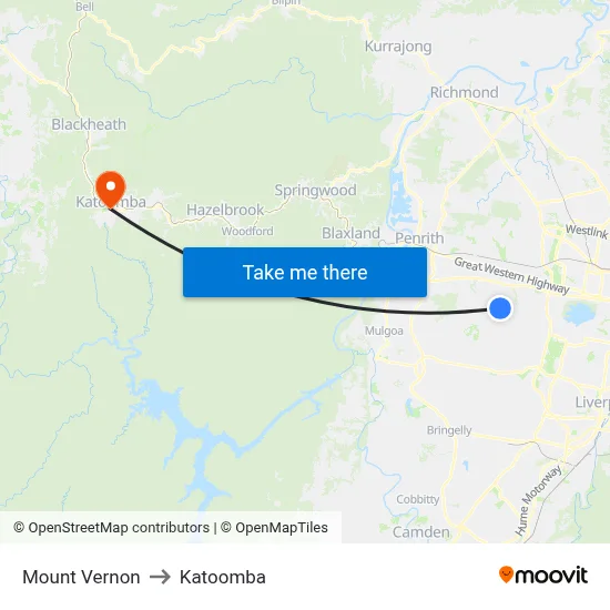 Mount Vernon to Katoomba map