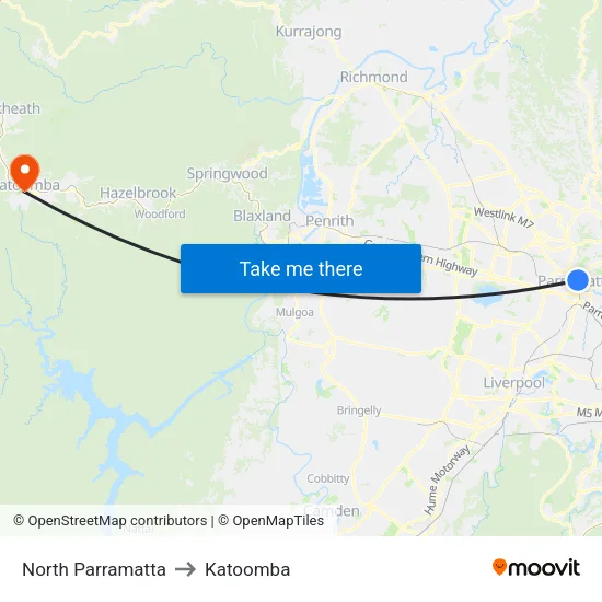 North Parramatta to Katoomba map