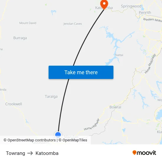 Towrang to Katoomba map