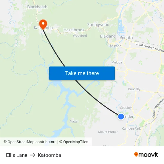 Ellis Lane to Katoomba map