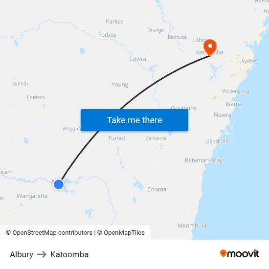 Albury to Katoomba map
