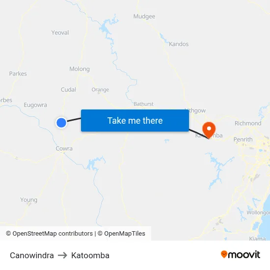 Canowindra to Katoomba map