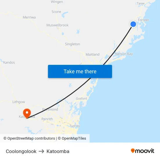Coolongolook to Katoomba map