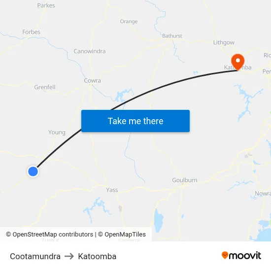 Cootamundra to Katoomba map