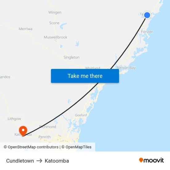 Cundletown to Katoomba map