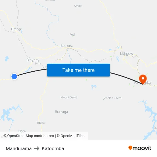 Mandurama to Katoomba map