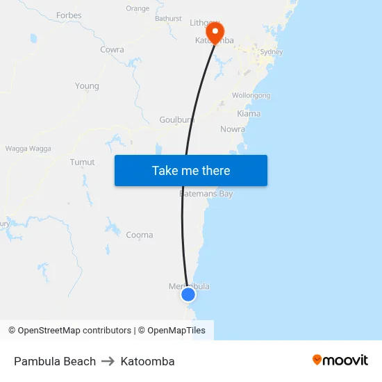 Pambula Beach to Katoomba map