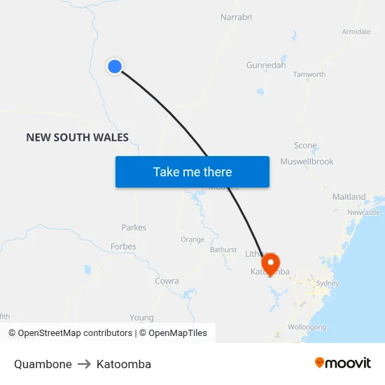 Quambone to Katoomba map