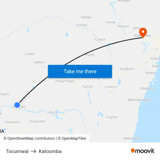 Tocumwal to Katoomba map