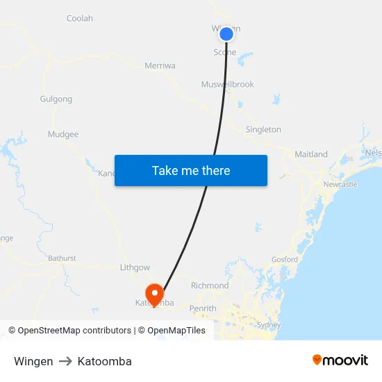 Wingen to Katoomba map