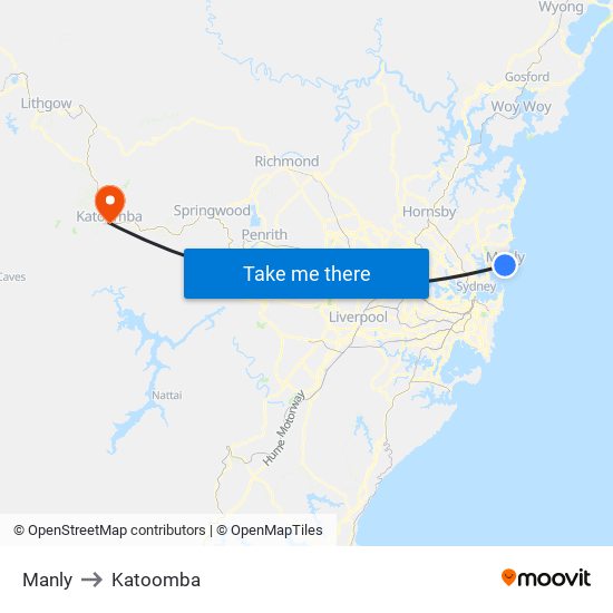 Manly to Katoomba map