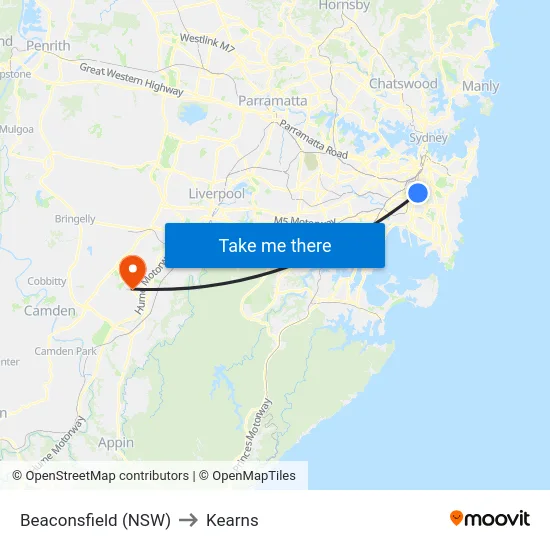 Beaconsfield (NSW) to Kearns map