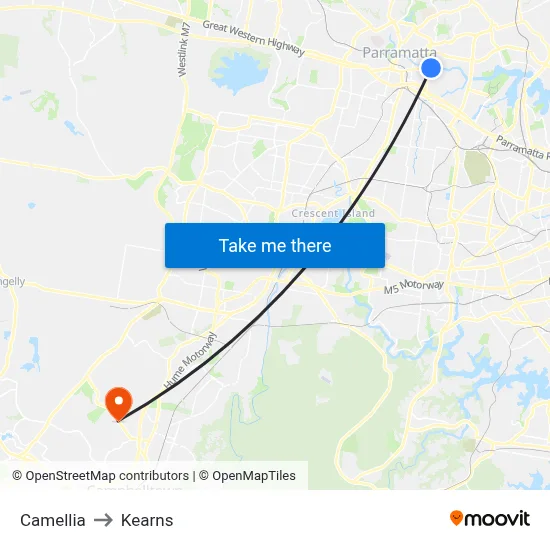 Camellia to Kearns map