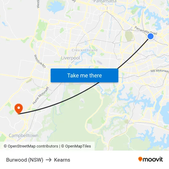 Burwood (NSW) to Kearns map