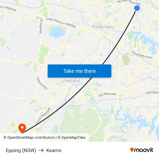 Epping (NSW) to Kearns map