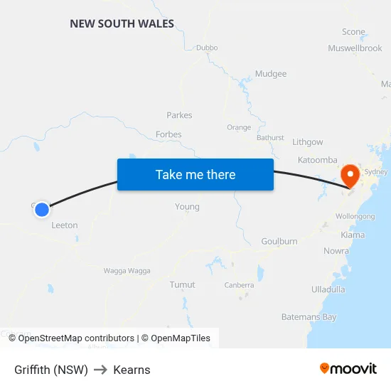 Griffith (NSW) to Kearns map