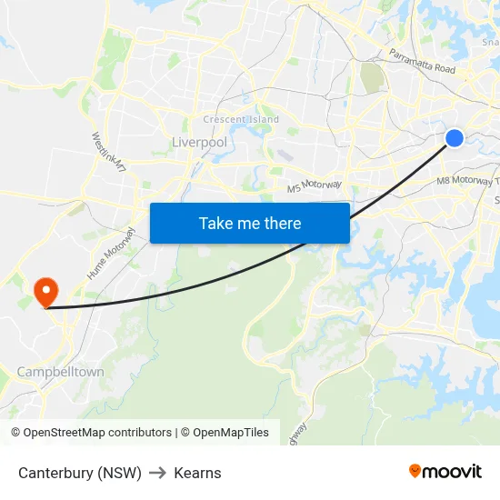 Canterbury (NSW) to Kearns map