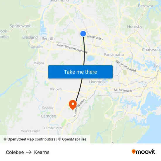 Colebee to Kearns map