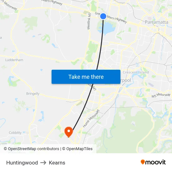 Huntingwood to Kearns map