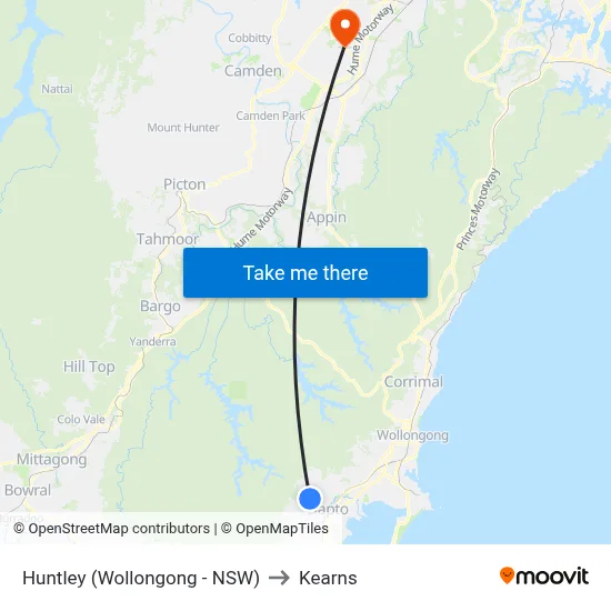 Huntley (Wollongong - NSW) to Kearns map
