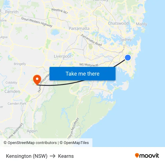 Kensington (NSW) to Kearns map