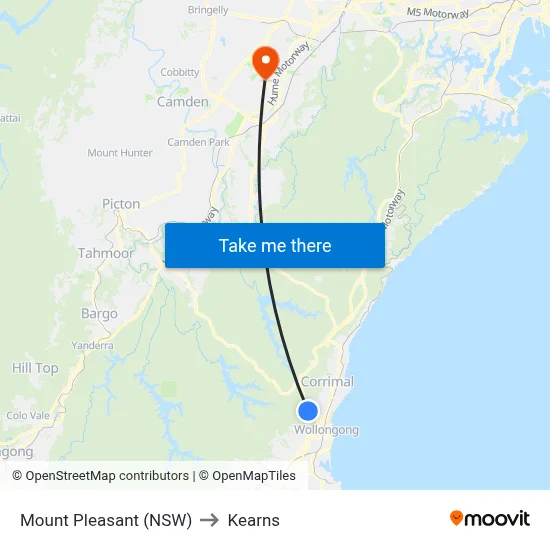 Mount Pleasant (NSW) to Kearns map