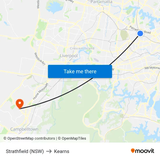 Strathfield (NSW) to Kearns map