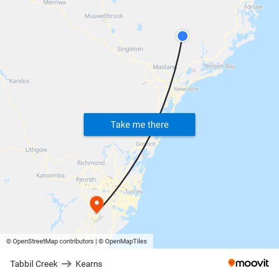 Tabbil Creek to Kearns map