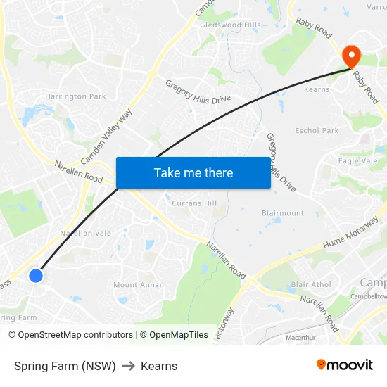 Spring Farm (NSW) to Kearns map
